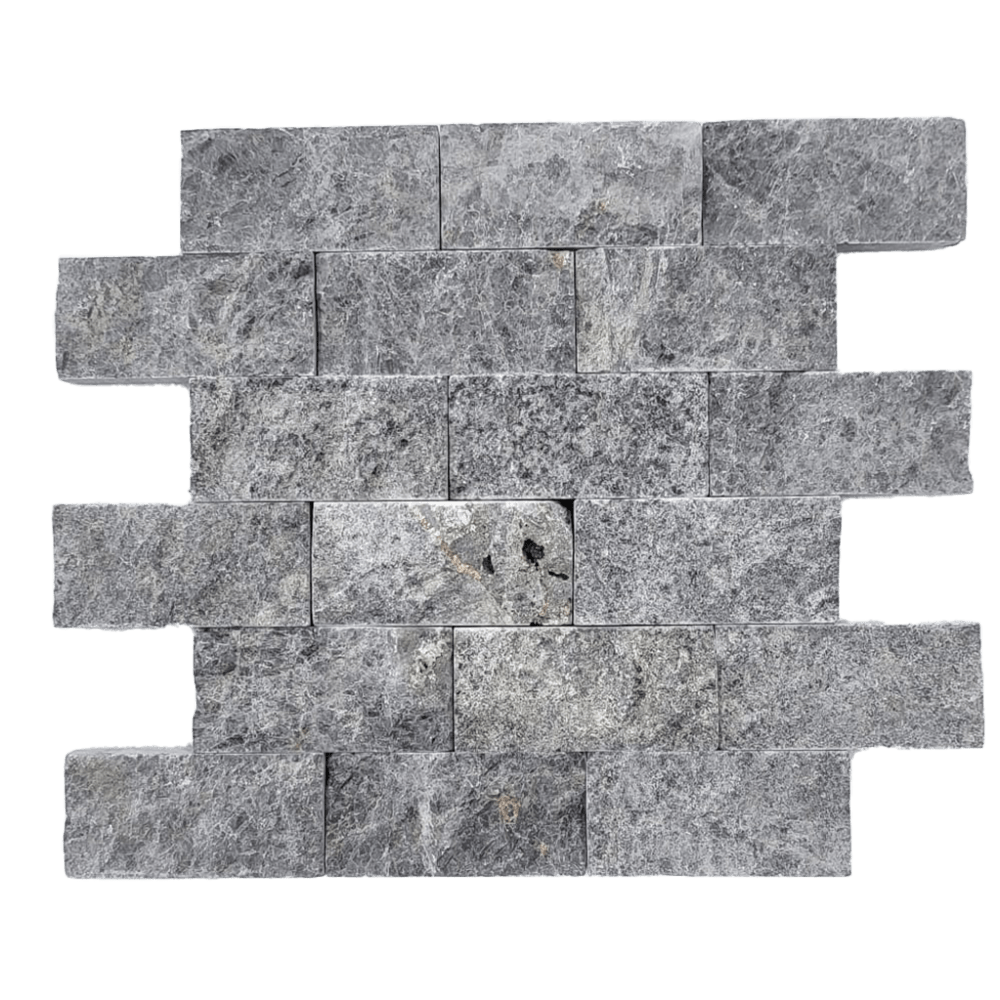 Detailed view of Belgium Bluestone 2x4 Split Face Wall Covering" Title: "Belgium Bluestone 2x4 Detail View