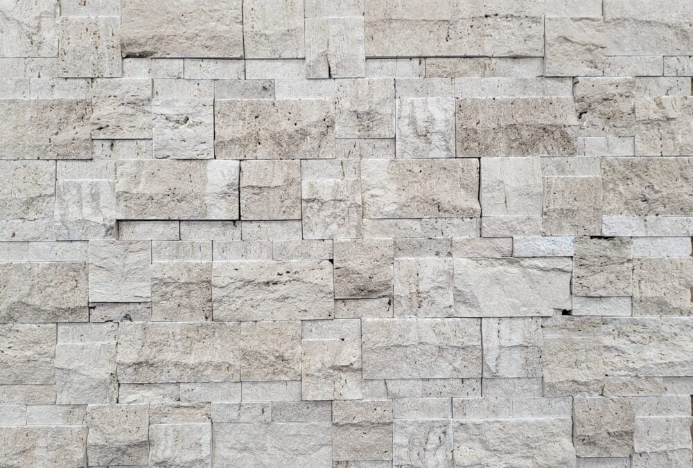 Ivory Travertine Mini Panel Split Face Wall Covering by Noda Stone Inc